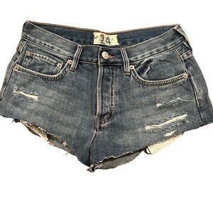 Free People We The Free Distressed Denim Cut Off Shorts Button Fly - Size 24